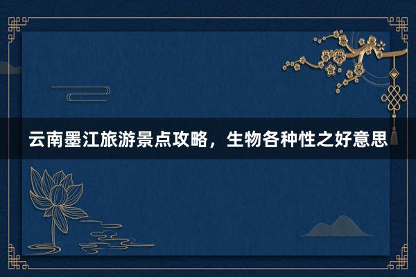云南墨江旅游景点攻略，生物各种性之好意思