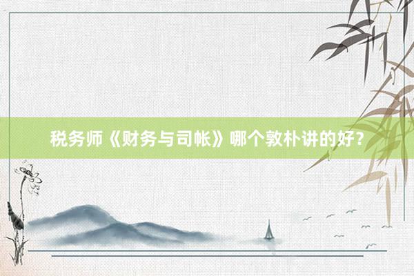 税务师《财务与司帐》哪个敦朴讲的好？